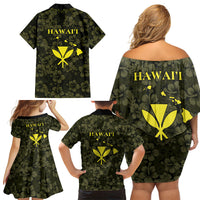 Hawaii Lei Kamehameha Family Matching Off Shoulder Short Dress and Hawaiian Shirt Melemele Seamless Pattern Hibiscus Flower LT9 Mom's Dress Yellow - Polynesian Pride