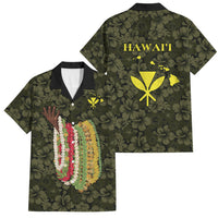 Hawaii Lei Kamehameha Family Matching Off Shoulder Short Dress and Hawaiian Shirt Melemele Seamless Pattern Hibiscus Flower LT9 Dad's Shirt - Short Sleeve Yellow - Polynesian Pride