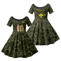 Hawaii Lei Kamehameha Family Matching Off Shoulder Short Dress and Hawaiian Shirt Melemele Seamless Pattern Hibiscus Flower LT9 Daughter's Dress Yellow - Polynesian Pride