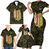 Hawaii Lei Kamehameha Family Matching Short Sleeve Bodycon Dress and Hawaiian Shirt Melemele Seamless Pattern Hibiscus Flower LT9 - Polynesian Pride