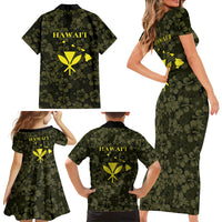 Hawaii Lei Kamehameha Family Matching Short Sleeve Bodycon Dress and Hawaiian Shirt Melemele Seamless Pattern Hibiscus Flower LT9 - Polynesian Pride