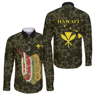 Hawaii Lei Kamehameha Family Matching Short Sleeve Bodycon Dress and Hawaiian Shirt Melemele Seamless Pattern Hibiscus Flower LT9 Dad's Shirt - Long Sleeve Yellow - Polynesian Pride