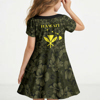 Hawaii Lei Kamehameha Kid Short Sleeve Dress Melemele Seamless Pattern Hibiscus Flower LT9 - Polynesian Pride