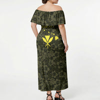 Hawaii Lei Kamehameha Off Shoulder Maxi Dress Melemele Seamless Pattern Hibiscus Flower LT9 - Polynesian Pride