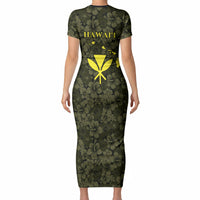 Hawaii Lei Kamehameha Short Sleeve Bodycon Dress Melemele Seamless Pattern Hibiscus Flower LT9 - Polynesian Pride