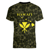 Hawaii Lei Kamehameha Women V-Neck T-Shirt Melemele Seamless Pattern Hibiscus Flower