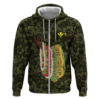 Hawaii Lei Kamehameha Zip Hoodie Melemele Seamless Pattern Hibiscus Flower