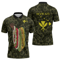 Hawaii Lei Kamehameha Zipper Polo Shirt Melemele Seamless Pattern Hibiscus Flower LT9 - Polynesian Pride