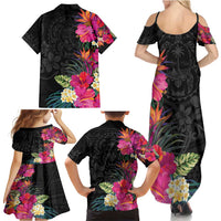 Hafa Adai Guam Family Matching Summer Maxi Dress and Hawaiian Shirt Tropical Flowers Colorful Vibes