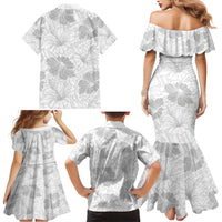 Samoa Lotu Tamaiti Family Matching Mermaid Dress and Hawaiian Shirt White Sun Day Beauty Hibiscus Ver01
