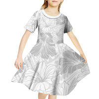 Samoa Lotu Tamaiti Kid Short Sleeve Dress White Sun Day Beauty Hibiscus Ver01