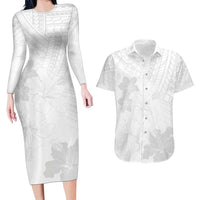 Samoa Lotu Tamaiti Couples Matching Long Sleeve Bodycon Dress and Hawaiian Shirt White Sun Day Beauty Hibiscus Ver02