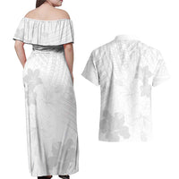 Samoa Lotu Tamaiti Couples Matching Off Shoulder Maxi Dress and Hawaiian Shirt White Sun Day Beauty Hibiscus Ver02