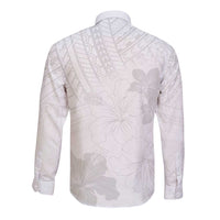 Samoa Lotu Tamaiti Long Sleeve Button Shirt White Sun Day Beauty Hibiscus Ver02