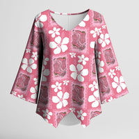 Give Cancer The Boot Pink Cowgirl Kimono Sleeve Blouse Western Aloha Hibiscus Paniolo Heritage Floral LT9 Female Pink - Polynesian Pride