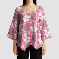 Give Cancer The Boot Pink Cowgirl Kimono Sleeve Blouse Western Aloha Hibiscus Paniolo Heritage Floral LT9 - Polynesian Pride