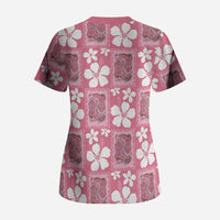 Give Cancer The Boot Pink Cowgirl Scrub Top Western Aloha Hibiscus Paniolo Heritage Floral LT9 - Polynesian Pride