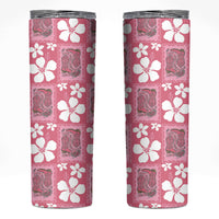 Give Cancer The Boot Pink Cowgirl Skinny Tumbler Western Aloha Hibiscus Paniolo Heritage Floral LT9 Pink - Polynesian Pride