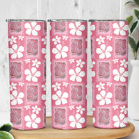 Give Cancer The Boot Pink Cowgirl Skinny Tumbler Western Aloha Hibiscus Paniolo Heritage Floral LT9 - Polynesian Pride