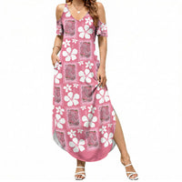 Give Cancer The Boot Pink Cowgirl Summer Maxi Dress Western Aloha Hibiscus Paniolo Heritage Floral LT9 Women Pink - Polynesian Pride