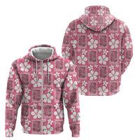 Give Cancer The Boot Pink Cowgirl Zip Hoodie Western Aloha Hibiscus Paniolo Heritage Floral LT9 - Polynesian Pride