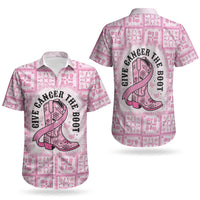 Give Cancer The Boot Pink Cowgirl Couples Matching Long Sleeve Bodycon Dress and Hawaiian Shirt Hawaiian Paniolo Mixed Quilt Pattern Style LT9 - Polynesian Pride