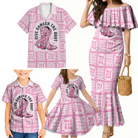 Give Cancer The Boot Pink Cowgirl Family Matching Mermaid Dress and Hawaiian Shirt Hawaiian Paniolo Mixed Quilt Pattern Style LT9 - Polynesian Pride