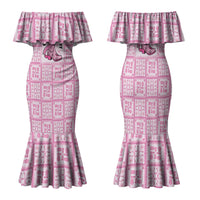 Give Cancer The Boot Pink Cowgirl Family Matching Mermaid Dress and Hawaiian Shirt Hawaiian Paniolo Mixed Quilt Pattern Style LT9 Mom's Dress Pink - Polynesian Pride