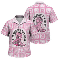 Give Cancer The Boot Pink Cowgirl Family Matching Puletasi and Hawaiian Shirt Hawaiian Paniolo Mixed Quilt Pattern Style LT9 Son's Shirt Pink - Polynesian Pride