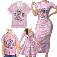 Give Cancer The Boot Pink Cowgirl Family Matching Short Sleeve Bodycon Dress and Hawaiian Shirt Hawaiian Paniolo Mixed Quilt Pattern Style LT9 - Polynesian Pride