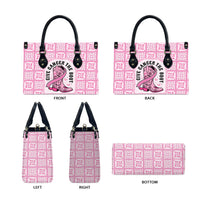 Give Cancer The Boot Pink Cowgirl Leather Bag Hawaiian Paniolo Mixed Quilt Pattern Style LT9 - Polynesian Pride