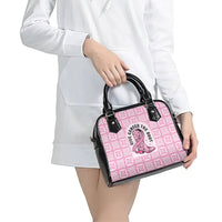 Give Cancer The Boot Pink Cowgirl Shoulder Handbag Hawaiian Paniolo Mixed Quilt Pattern Style LT9 - Polynesian Pride