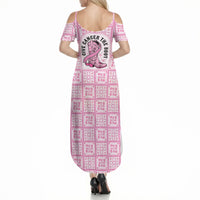 Give Cancer The Boot Pink Cowgirl Summer Maxi Dress Hawaiian Paniolo Mixed Quilt Pattern Style LT9 - Polynesian Pride