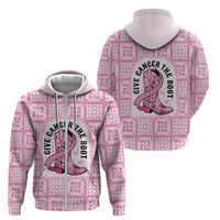 Give Cancer The Boot Pink Cowgirl Zip Hoodie Hawaiian Paniolo Mixed Quilt Pattern Style LT9 - Polynesian Pride