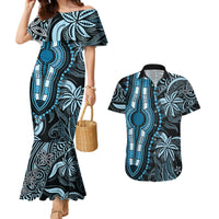 Polynesia Dashiki Couples Matching Mermaid Dress and Hawaiian Shirt Polynesia and Africa Traditional Special Together Blue LT9 Blue - Polynesian Pride