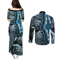 Polynesia Dashiki Couples Matching Puletasi Dress and Long Sleeve Button Shirts Polynesia and Africa Traditional Special Together Blue LT9 - Polynesian Pride