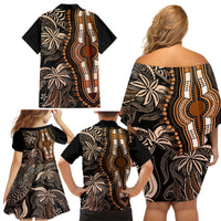 Polynesia Dashiki Family Matching Off Shoulder Short Dress and Hawaiian Shirt Polynesia and Africa Traditional Special Together Gold LT9 - Polynesian Pride