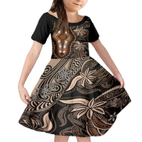 Polynesia Dashiki Family Matching Tank Maxi Dress and Hawaiian Shirt Polynesia and Africa Traditional Special Together Gold LT9 Daughter's Dress Gold - Polynesian Pride