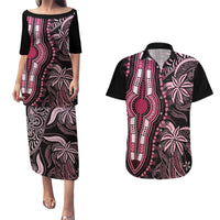 Polynesia Dashiki Couples Matching Puletasi Dress and Hawaiian Shirt Polynesia and Africa Traditional Special Together Pink LT9 Pink - Polynesian Pride