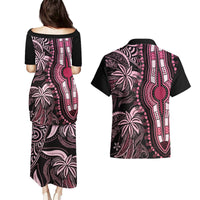 Polynesia Dashiki Couples Matching Puletasi Dress and Hawaiian Shirt Polynesia and Africa Traditional Special Together Pink LT9 - Polynesian Pride