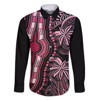 polynesia-dashiki-family-matching-long-sleeve-bodycon-dress-and-hawaiian-shirt-polynesia-and-africa-traditional-special-together-pink