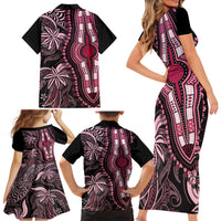 polynesia-dashiki-family-matching-short-sleeve-bodycon-dress-and-hawaiian-shirt-polynesia-and-africa-traditional-special-together-pink