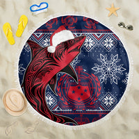 Samoa Manuia Le Kirisimasi Beach Blanket Samoan Fishing Tribal Pattern Christmas Vibe LT9 One Size 150cm Red - Wonder Print Shop