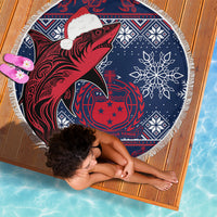 Samoa Manuia Le Kirisimasi Beach Blanket Samoan Fishing Tribal Pattern Christmas Vibe LT9 - Wonder Print Shop