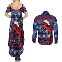 Samoa Manuia Le Kirisimasi Couples Matching Summer Maxi Dress and Long Sleeve Button Shirts Samoan Fishing Tribal Pattern Christmas Vibe LT9 - Polynesian Pride