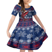 Samoa Manuia Le Kirisimasi Family Matching Off Shoulder Short Dress and Hawaiian Shirt Samoan Fishing Tribal Pattern Christmas Vibe LT9 Daughter's Dress Red - Polynesian Pride