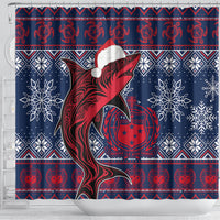 Samoa Manuia Le Kirisimasi Shower Curtain Samoan Fishing Tribal Pattern Christmas Vibe LT9 - Polynesian Pride