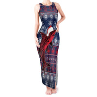 Samoa Manuia Le Kirisimasi Tank Maxi Dress Samoan Fishing Tribal Pattern Christmas Vibe LT9 Women Red - Polynesian Pride