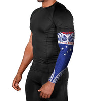 Personalised Toa Samoa Rugby Spirit Arm Sleeves Blue Samoan Tribal Pattern - Polynesian Pride
