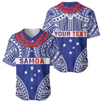 Personalised Toa Samoa Rugby Spirit Baseball Jersey Blue Samoan Tribal Pattern - Polynesian Pride